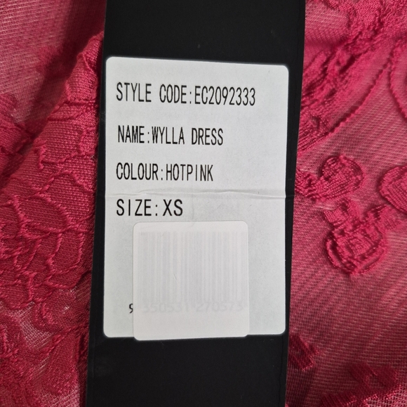 ELLIATT Wylla Dress Hot Pink Puff Sleeve Ruffle Mini Dress Tie Back XS - Picture 11 of 11